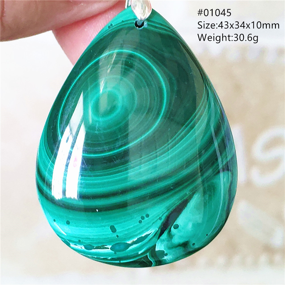 925 Sterling Silver Chain Necklace Men - Liontin batu permata Chrysocolla Malachite hijau