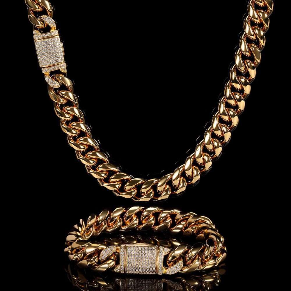 Cuban Link Chain 12Mm - Kalung Rantai Rantai Kuba Pria Wanita,