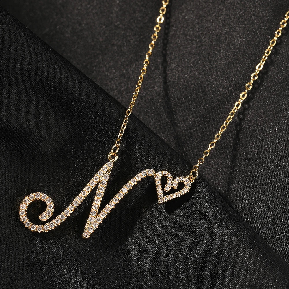 Initial Letter Necklace 18K Gold - Kalung Inisial Personalisasi Bentuk Hati dengan