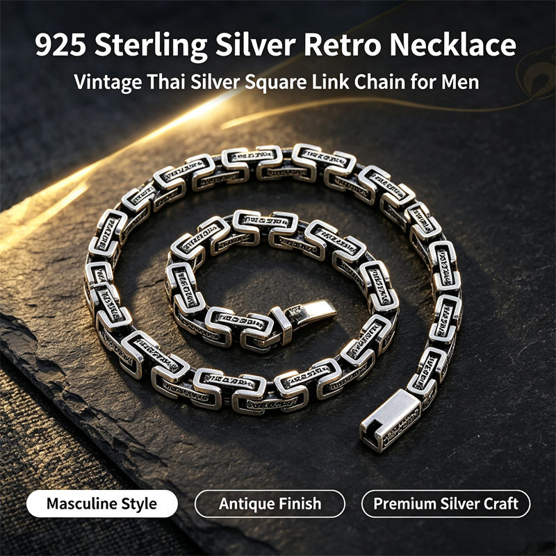 925 Sterling Silver Chain Necklace Men - OUYADI Kalung Perak Sterling 925 Retro
