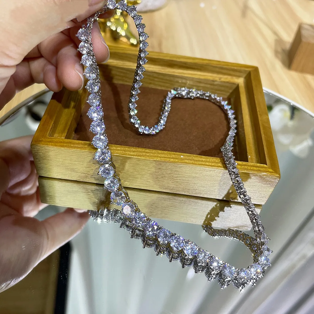 Cross Pendant Necklace Gold - Kalung tenis 7MM desain mewah untuk