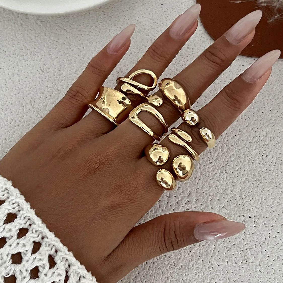 Vintage Punk Knuckle Rings Set - DIEZI Satu Set Cincin Buku Jari