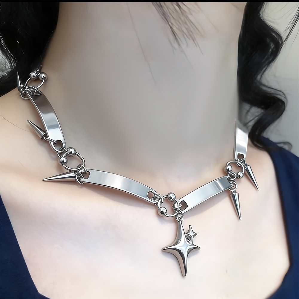 Goth Punk Spike Choker - Kalung Choker Bintang Y2k Desain Goth
