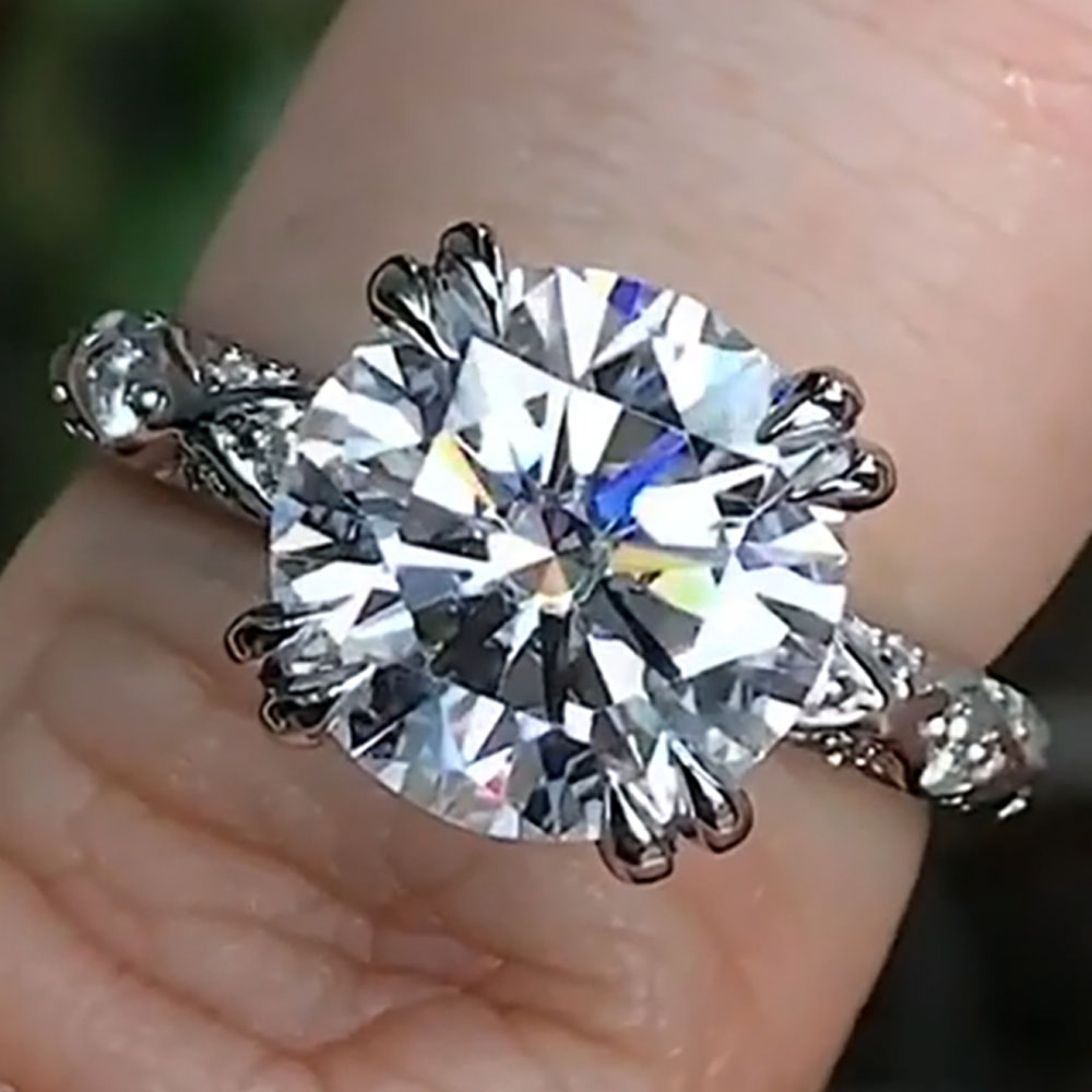 Moissanite Engagement Ring 1 Carat - Cincin Pernikahan Wanita Platinum Asli PT950