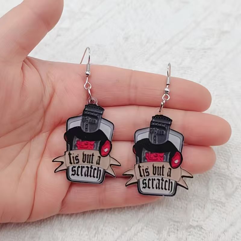 Earrings - 10 buah anting akrilik hitam putih