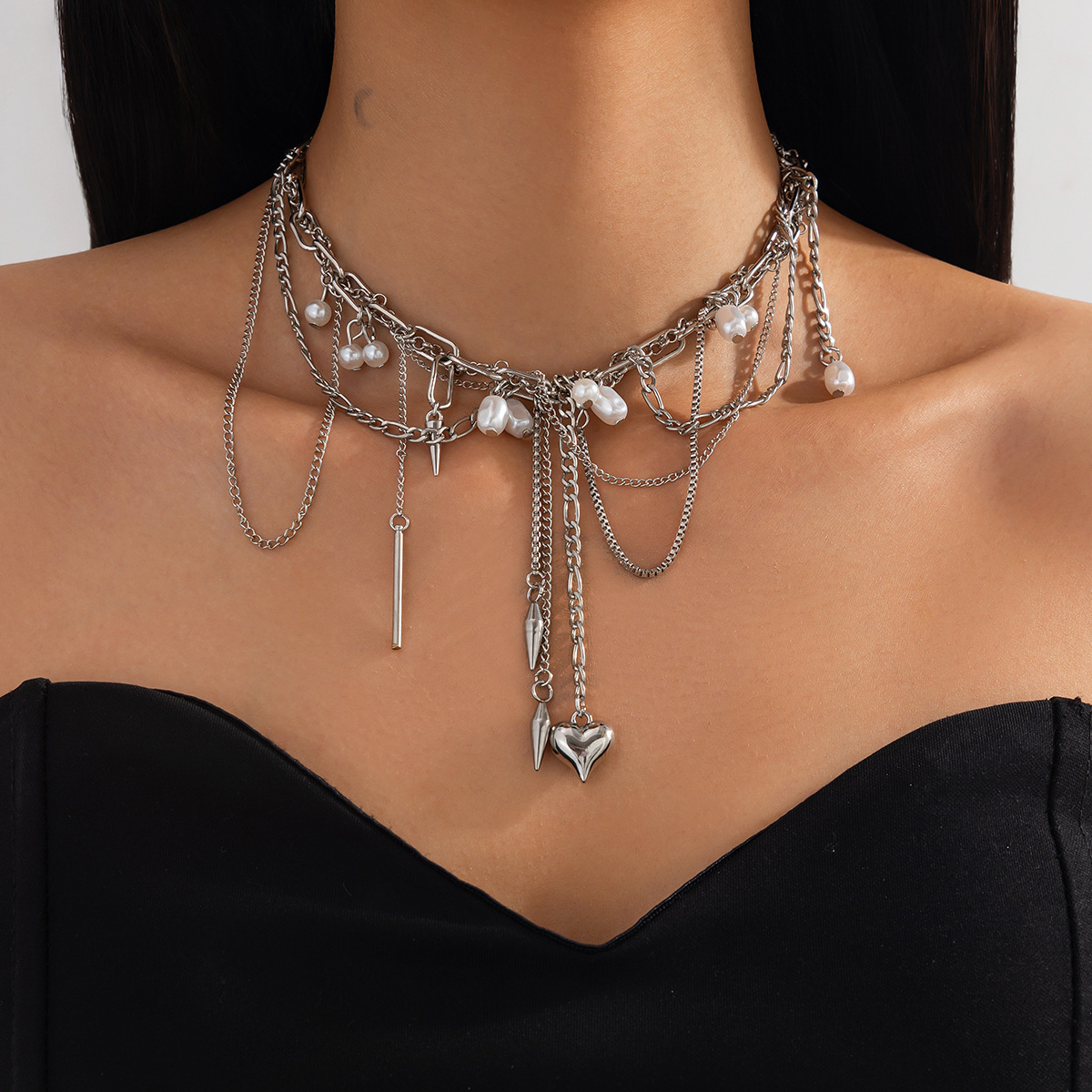 Pearl Choker Necklace Vintage - Kalung Mutiara Imitasi Vintage Tidak Beraturan