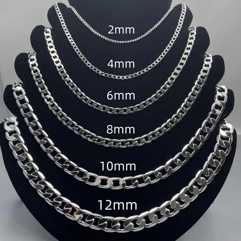 Cuban Link Chain 12Mm - Kalung perak Sterling 925 pria wanita,