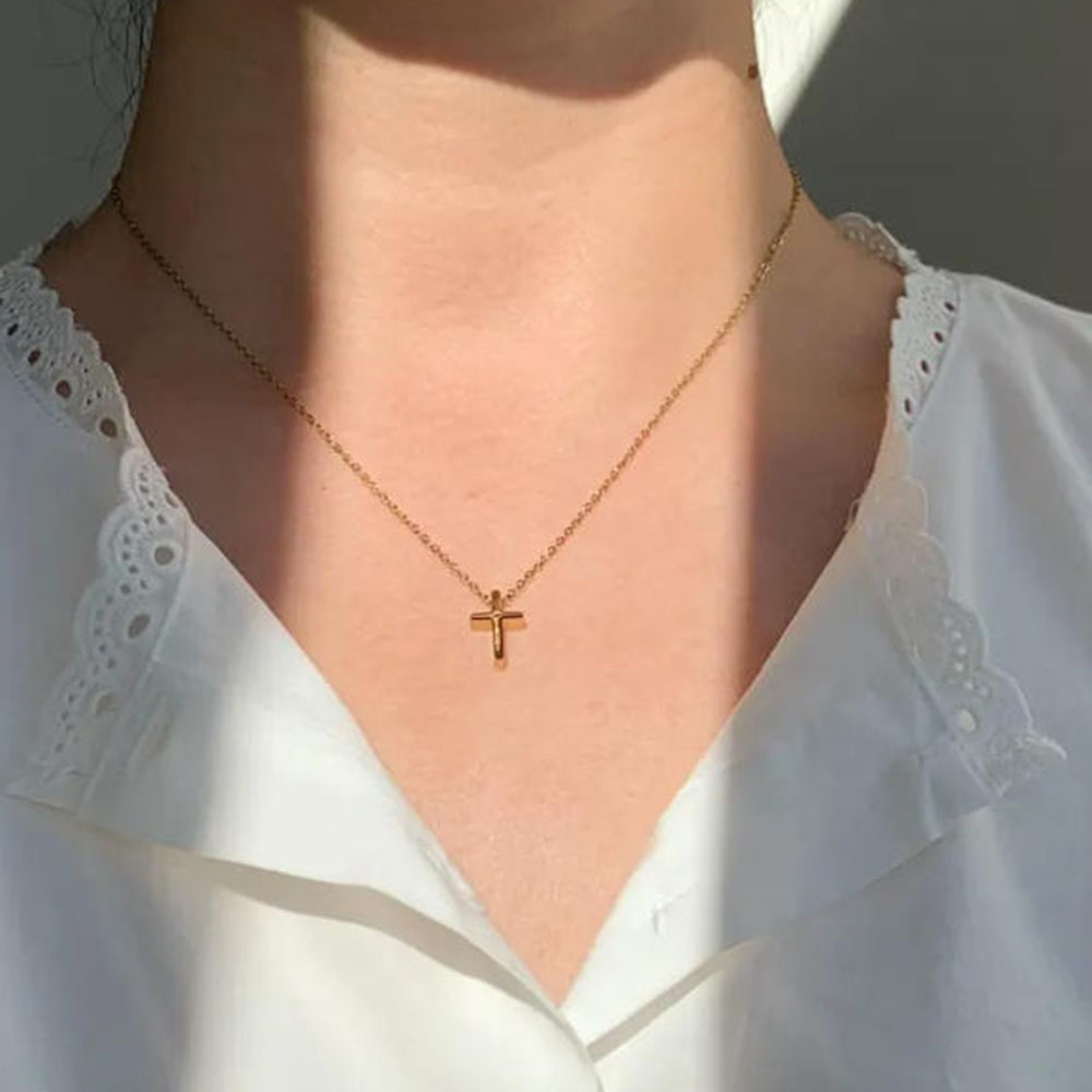 Cross Pendant Necklace Gold - Kalung salib emas yang indah, kalung