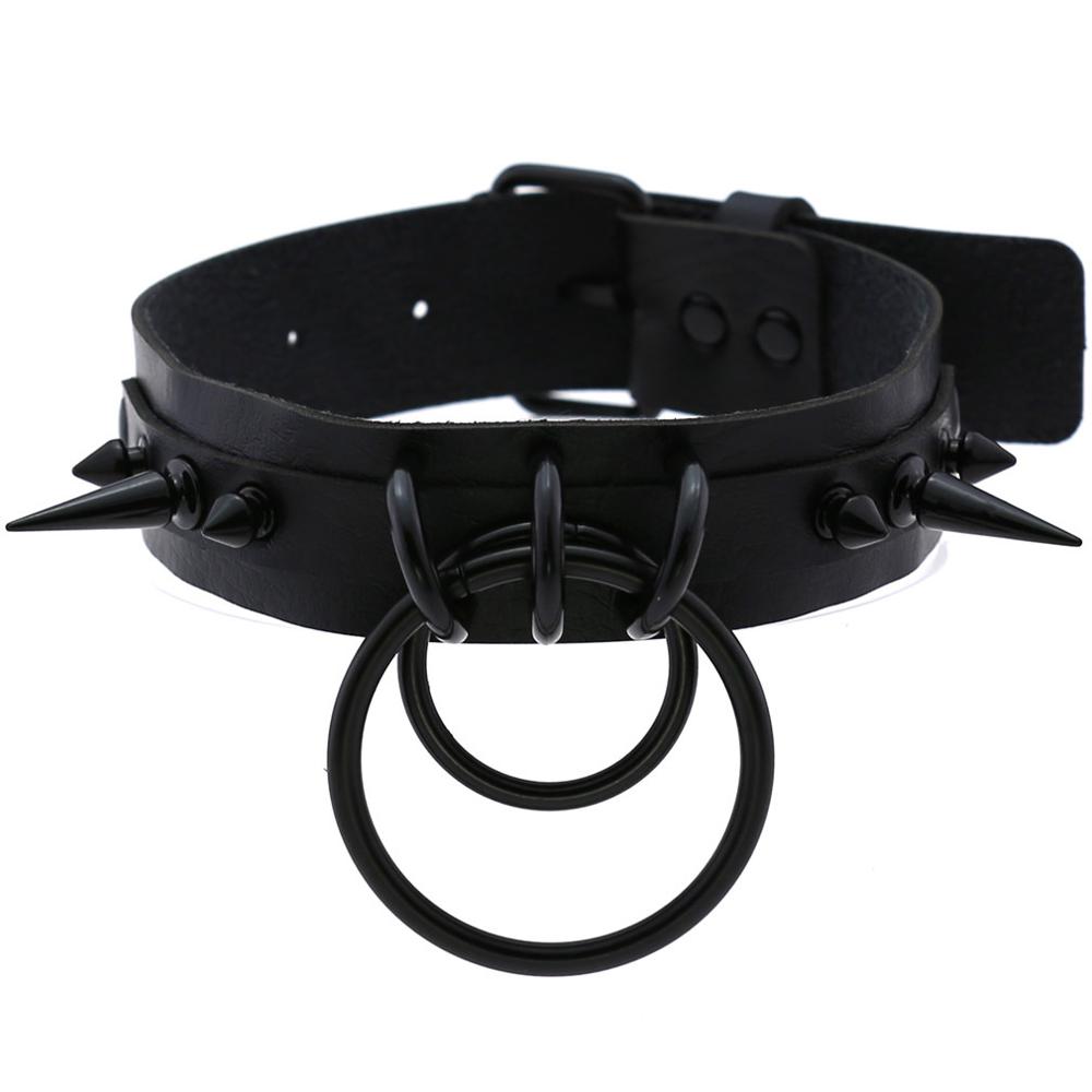 Goth Punk Spike Choker - Choker Berduri Hitam Kalung Kerah Lonjakan