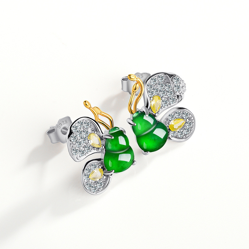 Earrings - Anting Kupu-kupu Giok Burma Hijau Hadiah