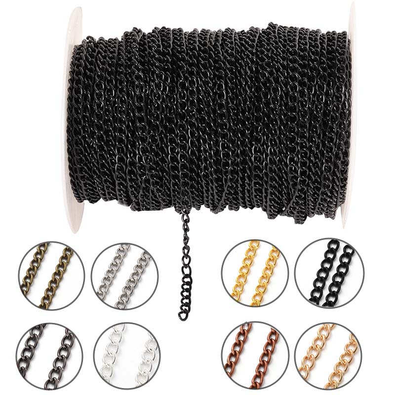 Body Jewelry - 2Meter 2.5/3.5/4.5mm Rantai Logam Pipih Oval