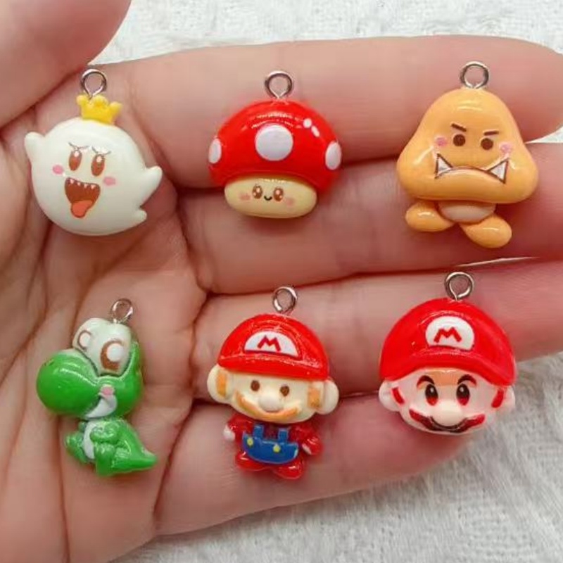 Earrings - 10 buah liontin kartun resin, aksesoris