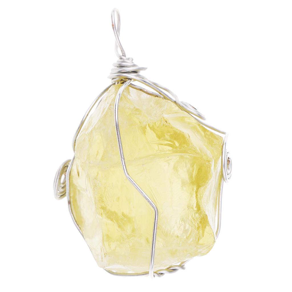 Crystal Pendant Necklace Natural Stone - Liontin Citrine Kalung Kristal Kuning Alami