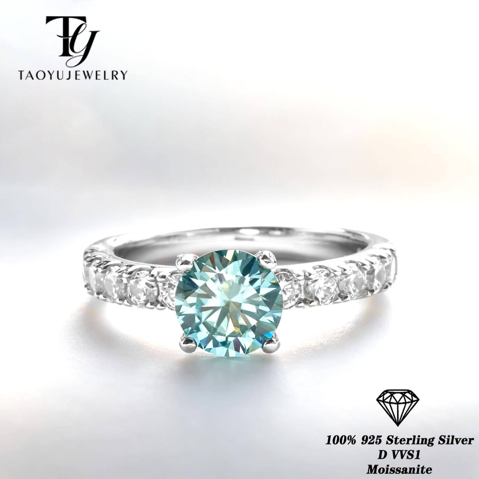 Moissanite Engagement Ring 1 Carat - Cincin Moissanite Warna Biru Klasik 1