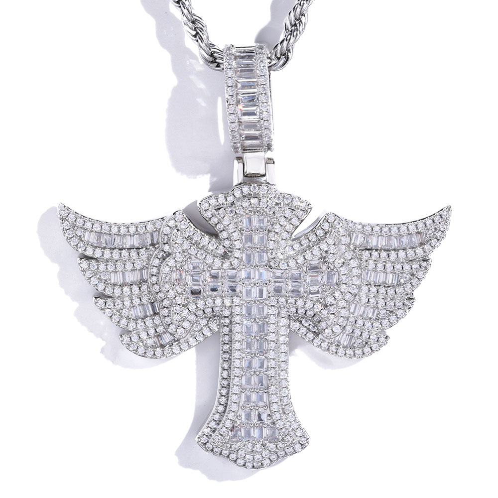 Cross Pendant Necklace Gold - Hip Hop liontin salib malaikat berlapis