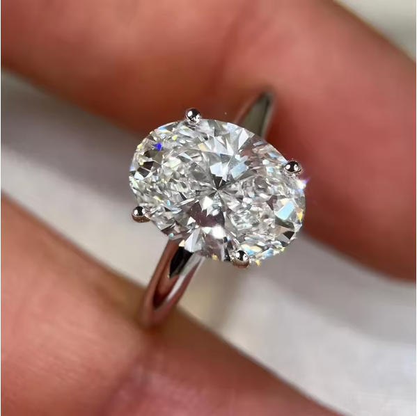 Moissanite Engagement Ring 1 Carat - Cincin Pertunangan Moissanite Potongan Oval 1/2/3