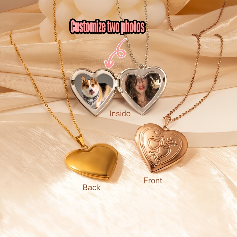Heart Locket Necklace Photo - Kalung Foto 1/2 Ukuran Kustom, Kalung