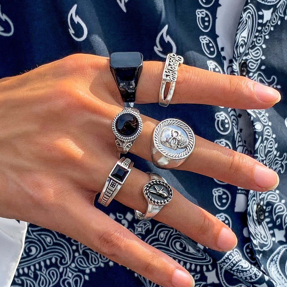 6 buah/Set cincin warna perak  - Vintage Punk Knuckle Rings Set ulasan dan harga