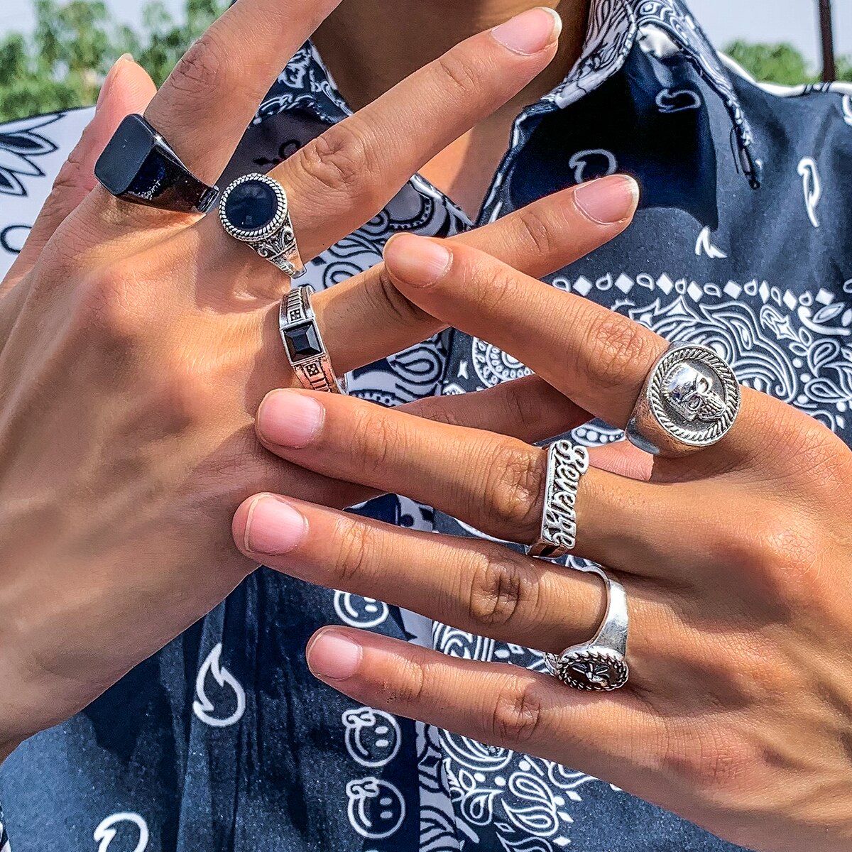 6 buah/Set cincin warna perak  - Vintage Punk Knuckle Rings Set ulasan dan harga