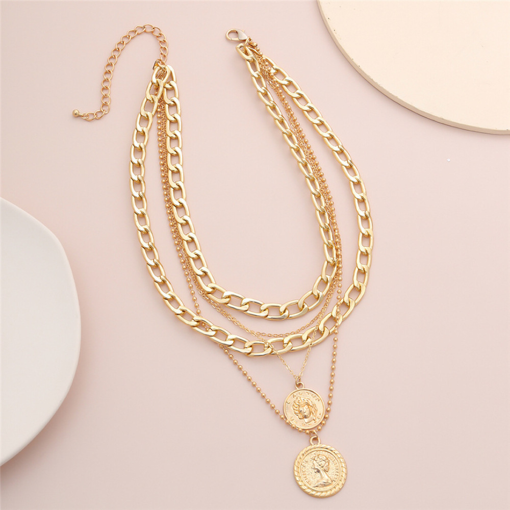 Kalung Liontin Potret Gaya Boh - Layered Pendant Necklace Aesthetic ulasan dan harga
