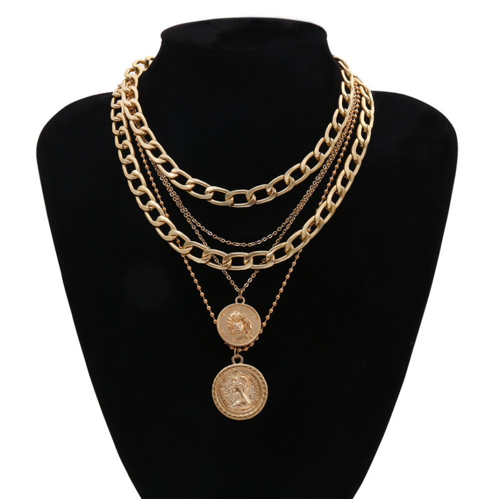 Kalung Liontin Potret Gaya Boh - Layered Pendant Necklace Aesthetic ulasan dan harga
