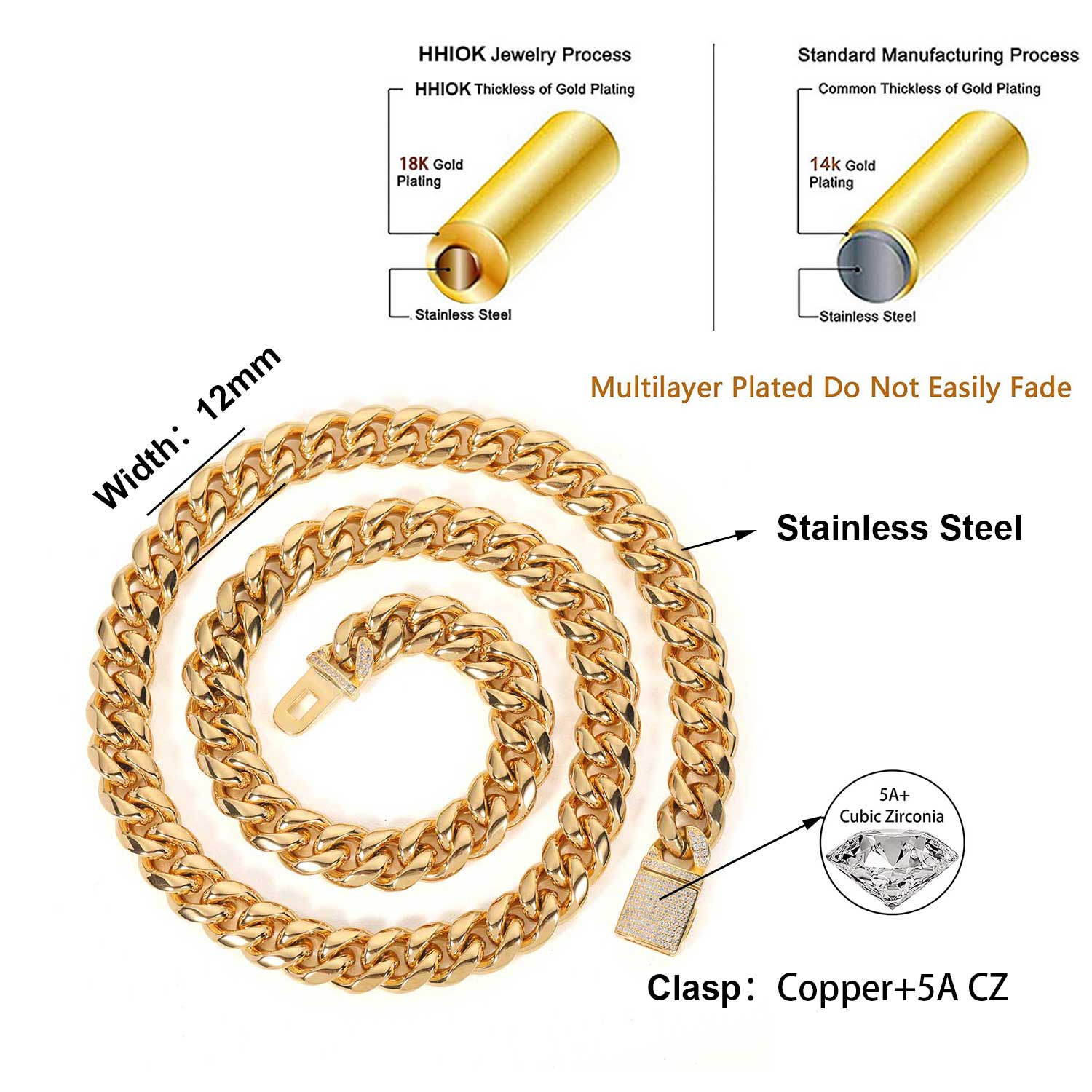 Kalung Rantai Rantai Kuba Pria - Cuban Link Chain 12Mm ulasan dan harga