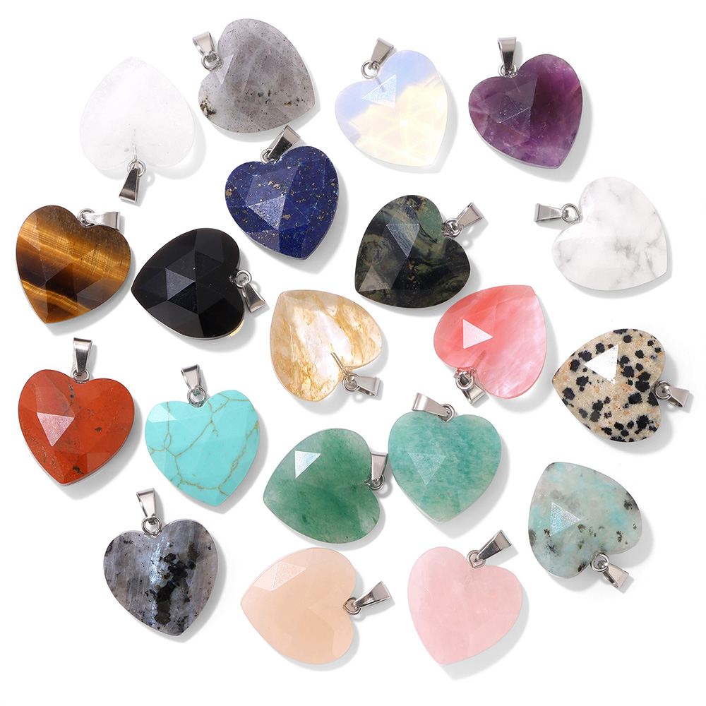 1 Buah 20Mm Liontin Hati Segi  - Crystal Pendant Necklace Natural Stone ulasan dan harga