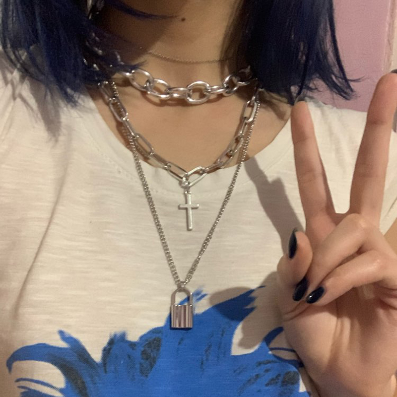 Perhiasan Estetika Grunge Berl - Layered Pendant Necklace Aesthetic ulasan dan harga