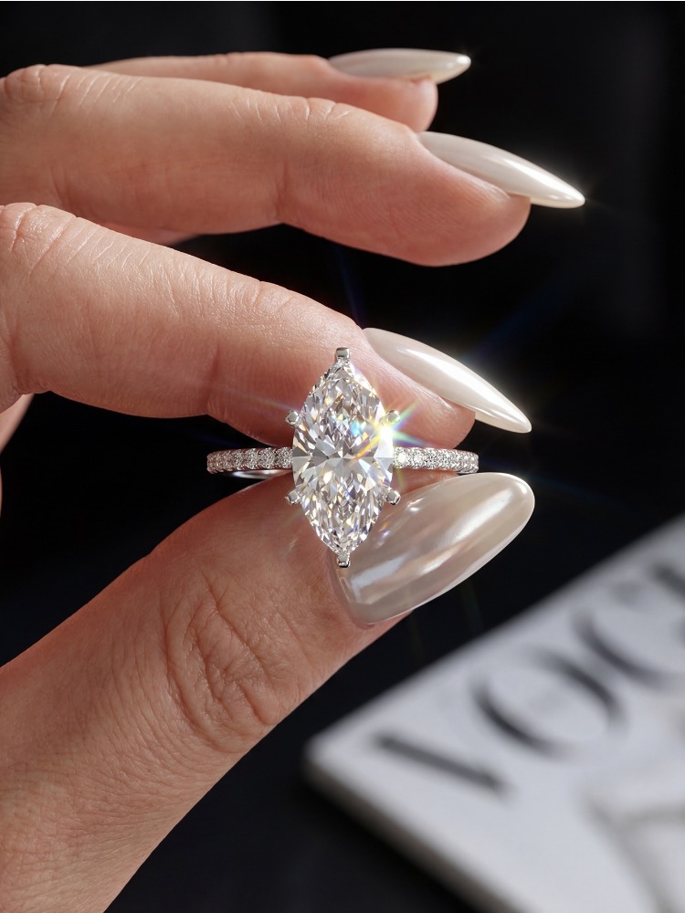 Cincin Marquise Berlian Moissa - Moissanite Engagement Ring 1 Carat ulasan dan harga