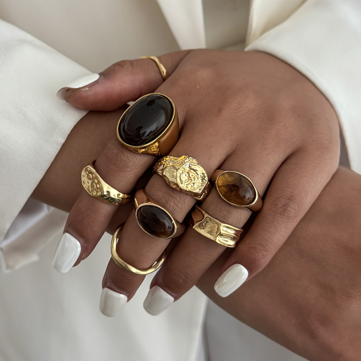 8Pcs/Set Cincin Jari Logam Vin - Vintage Punk Knuckle Rings Set ulasan dan harga