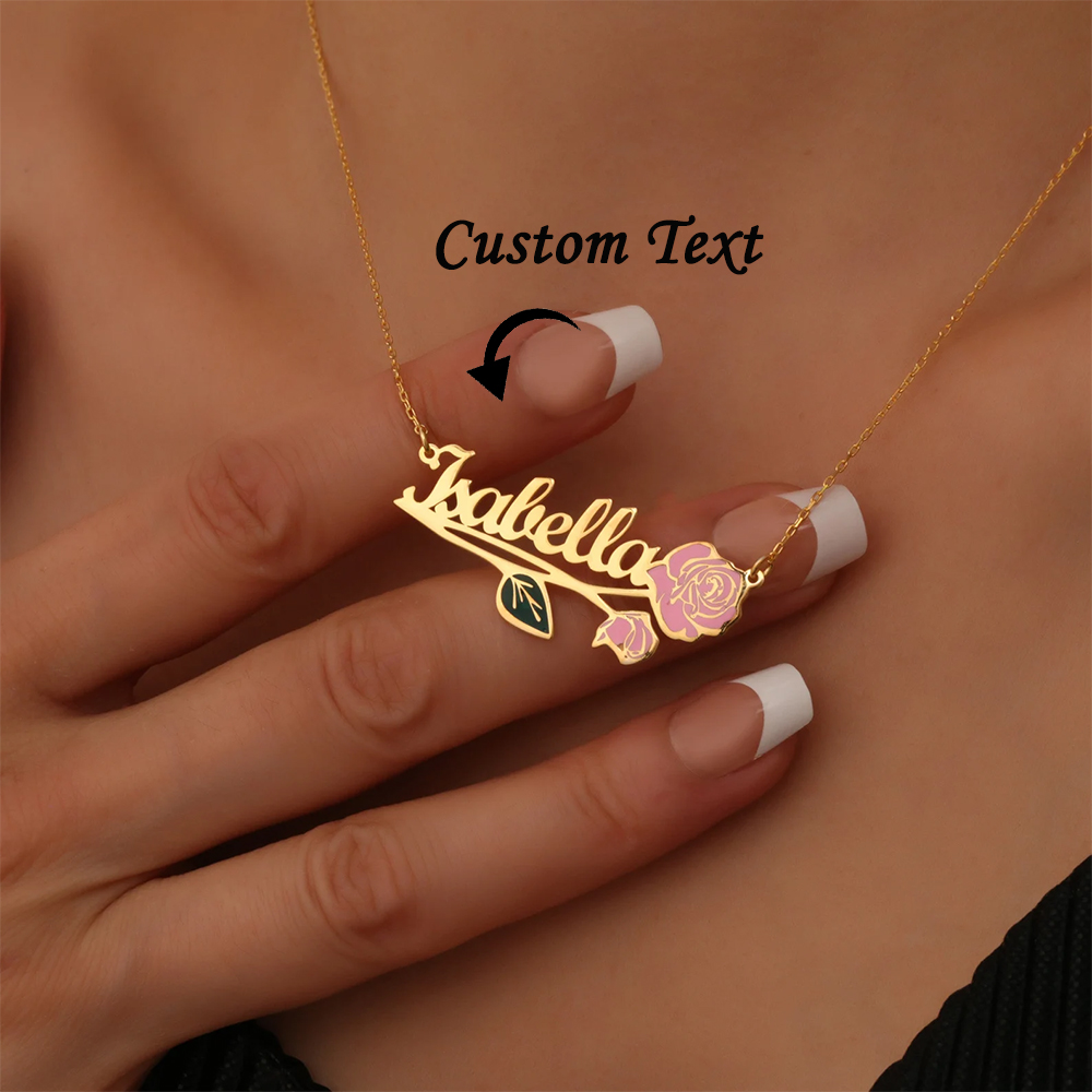 Kalung Nama Bunga Kelahiran Wa - Custom Name Necklace Stainless Steel ulasan dan harga