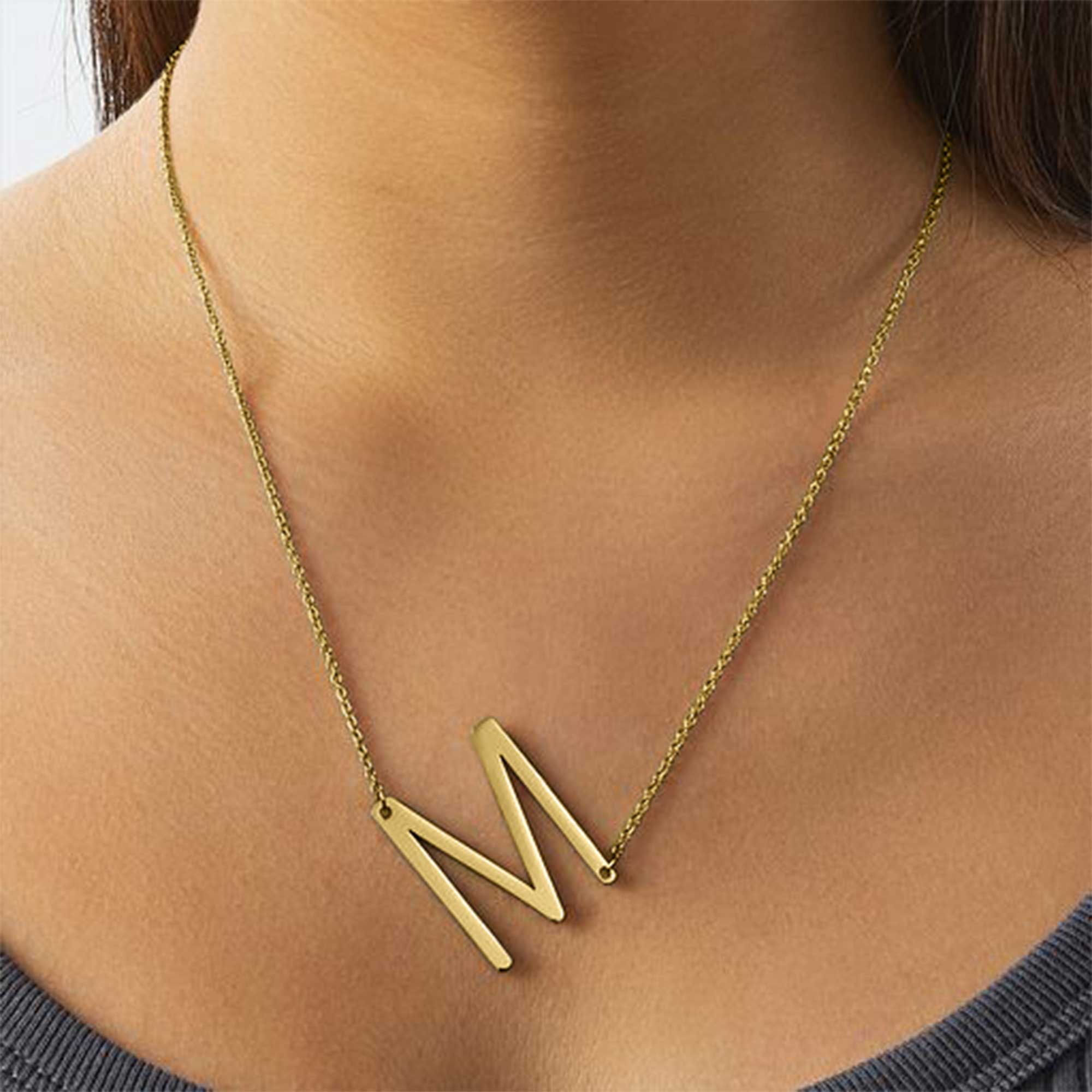 Pernyataan kalung inisial prib - Initial Letter Necklace 18K Gold ulasan dan harga