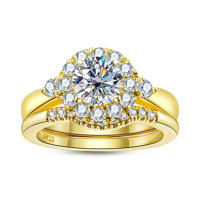 Set Cincin Emas Pertunangan Un - Moissanite Engagement Ring 1 Carat ulasan dan harga