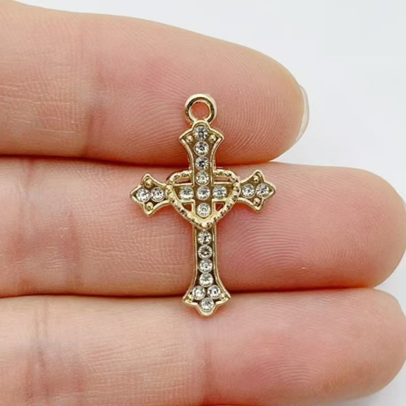 10pcs Liontin Salib Emas Berhi - Cross Pendant Necklace Gold ulasan dan harga