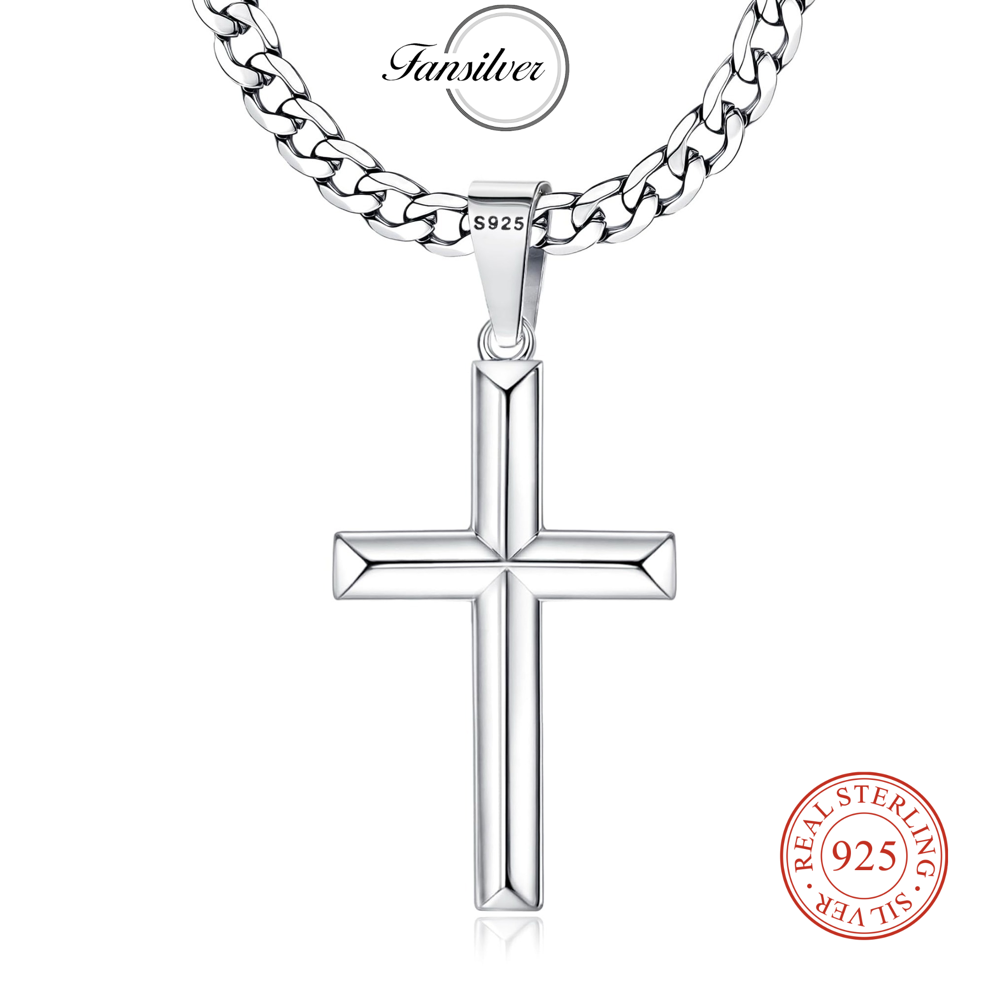 Fansilver 925 Kalung Salib Per - 925 Sterling Silver Chain Necklace Men ulasan dan harga