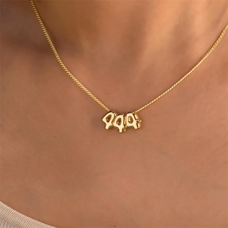 Kalung Huruf 3D Personalisasi, - Initial Letter Necklace 18K Gold ulasan dan harga