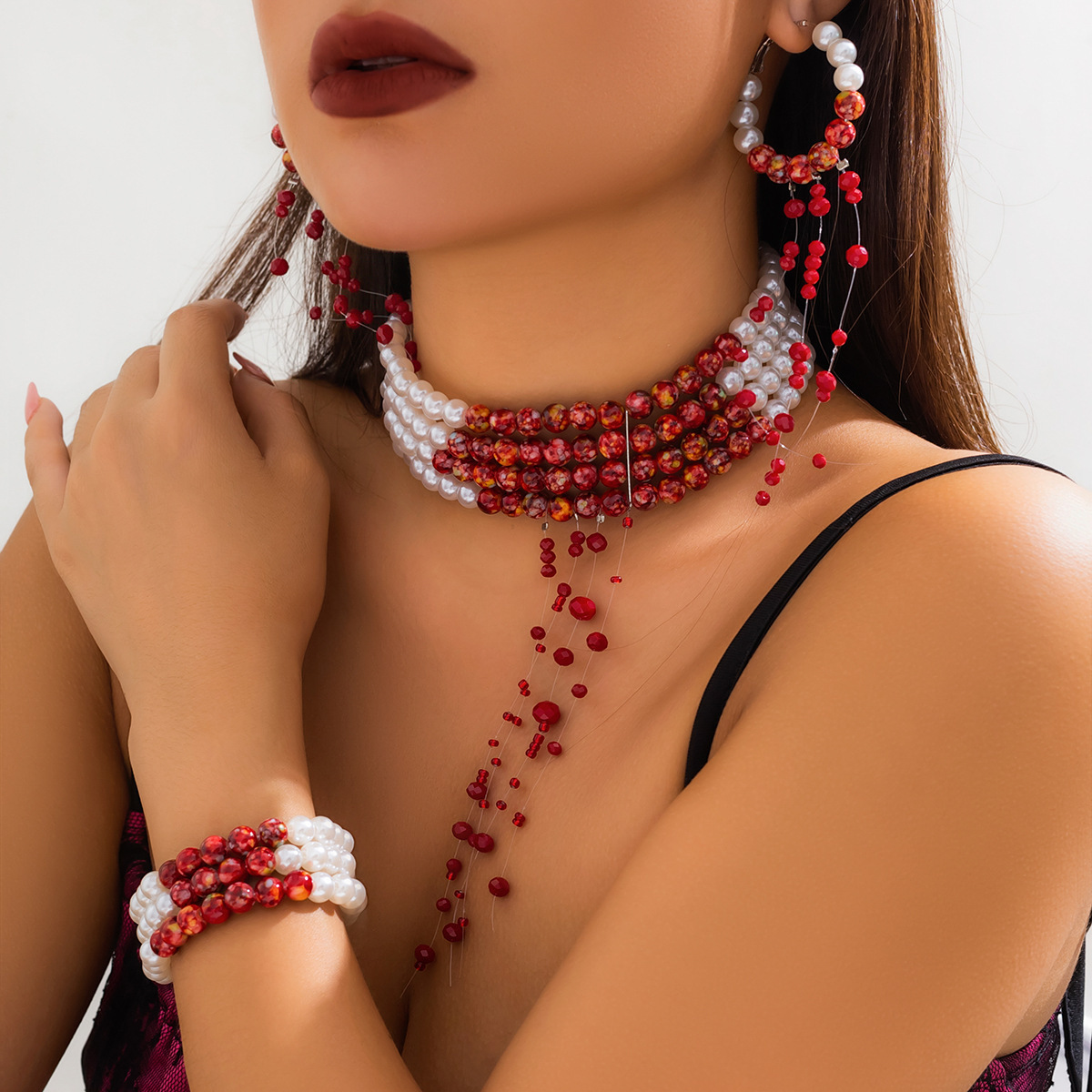 Kalung liontin rumbai mutiara  - Pearl Choker Necklace Vintage ulasan dan harga