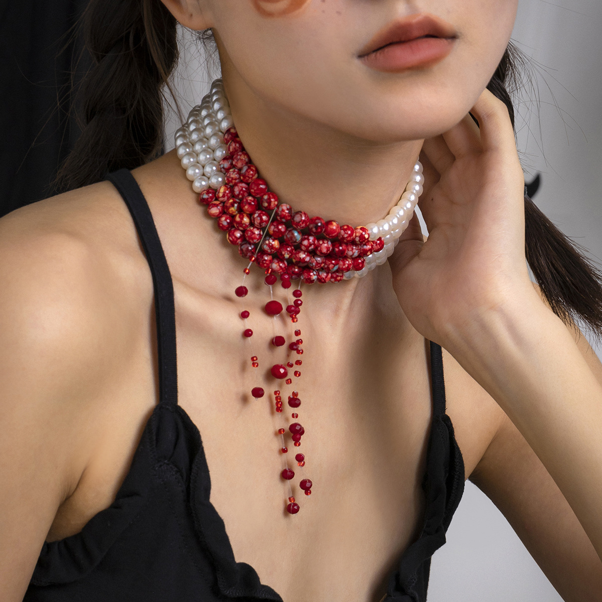 Kalung liontin rumbai mutiara  - Pearl Choker Necklace Vintage ulasan dan harga