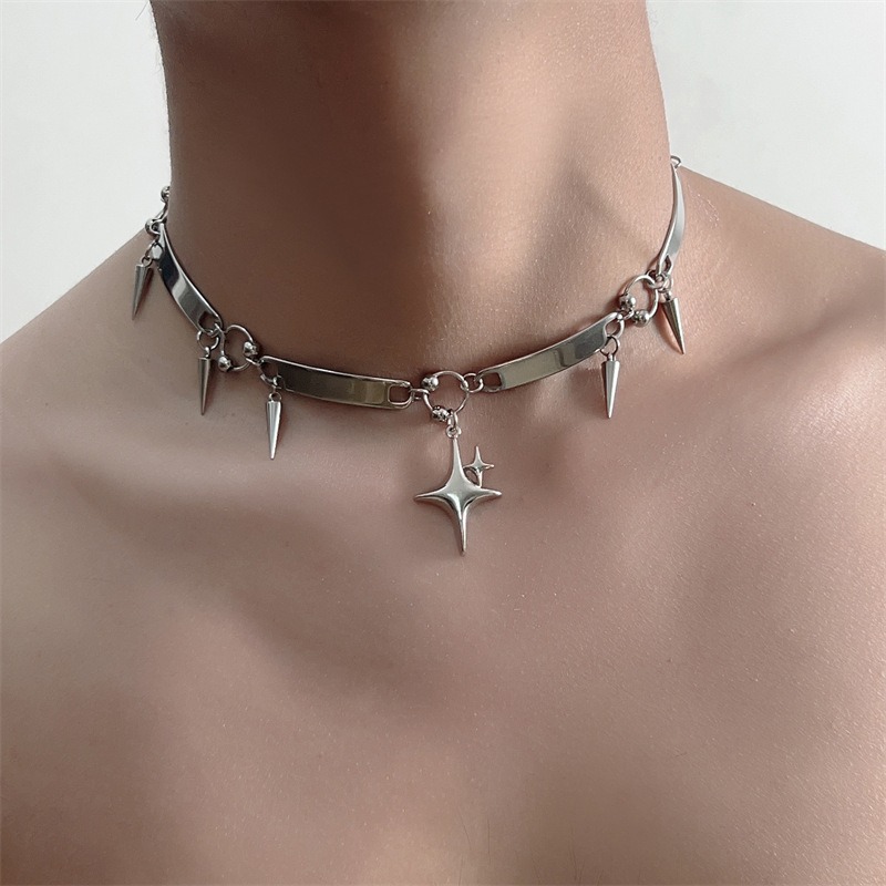 Kalung Choker Punk Stainless S - Goth Punk Spike Choker ulasan dan harga