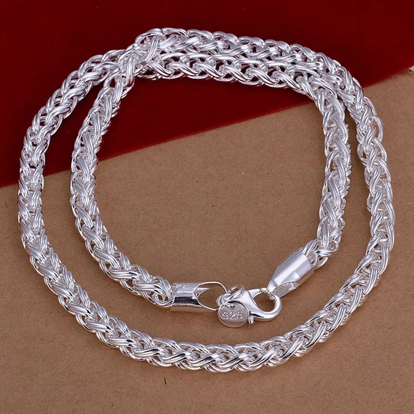 50cm 925 perak murni 6MM kalun - 925 Sterling Silver Chain Necklace Men ulasan dan harga