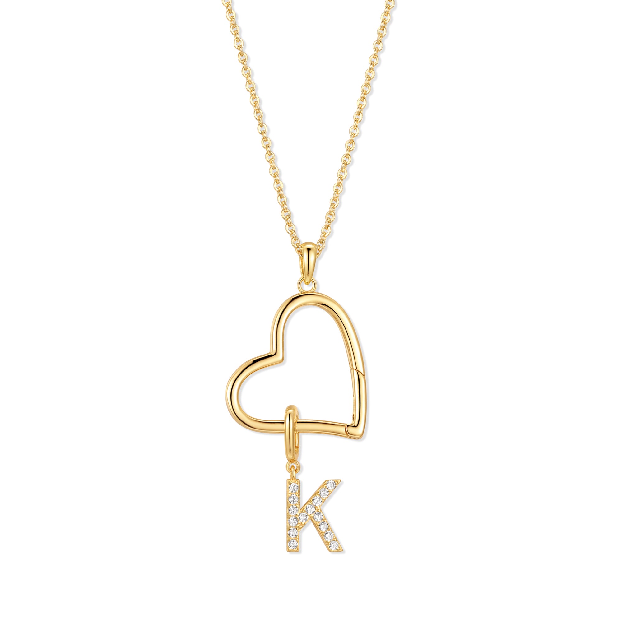Kalung Hati Terbuka Inisial Ku - Initial Letter Necklace 18K Gold ulasan dan harga