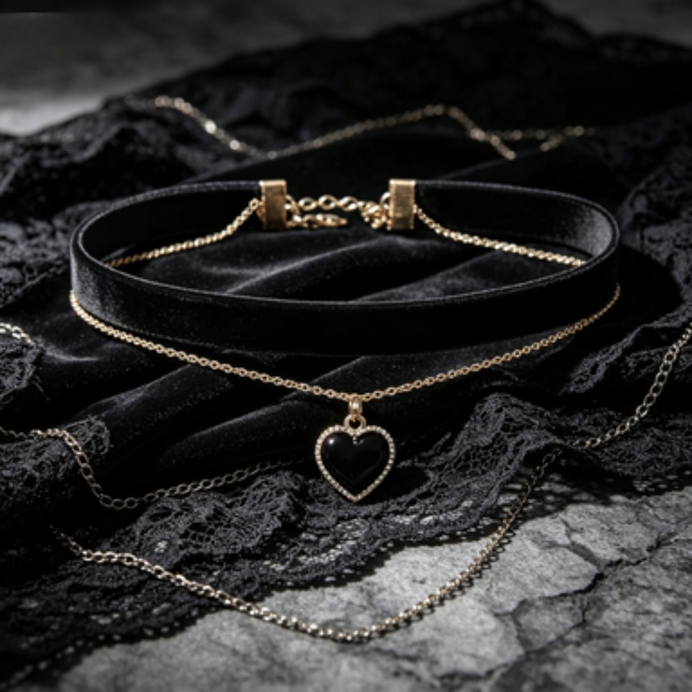Kalung Choker Liontin Hati Per - Layered Pendant Necklace Aesthetic ulasan dan harga