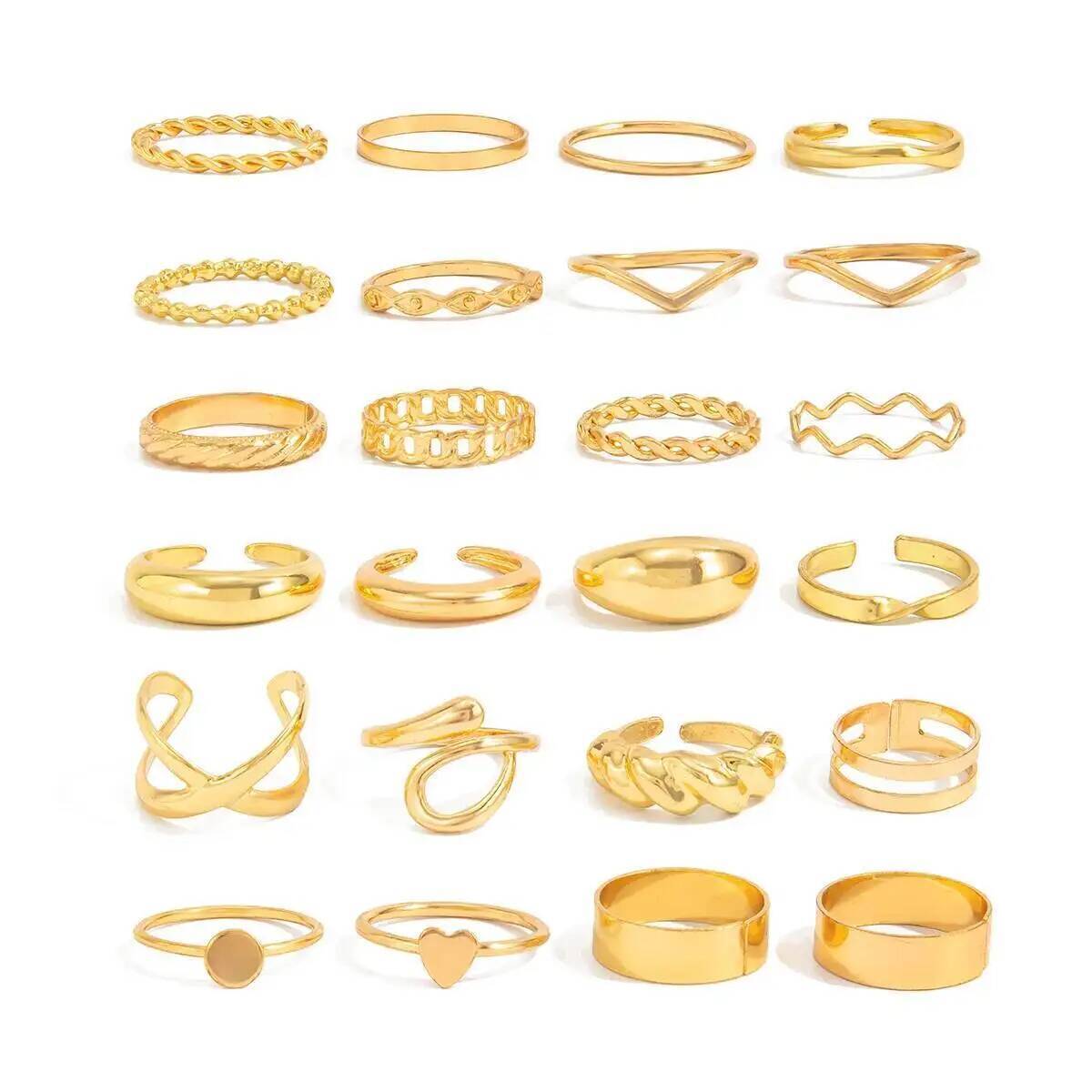 KunJoe 24Pcs/Set Cincin Terbuk - Vintage Punk Knuckle Rings Set ulasan dan harga