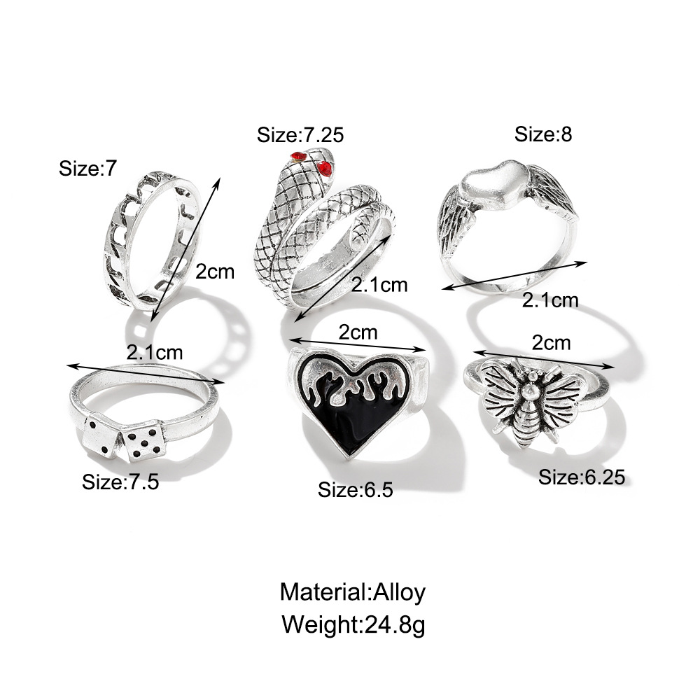 6 Buah Set Cincin Knuckle Ular - Vintage Punk Knuckle Rings Set ulasan dan harga