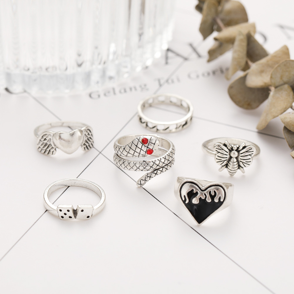 6 Buah Set Cincin Knuckle Ular - Vintage Punk Knuckle Rings Set ulasan dan harga