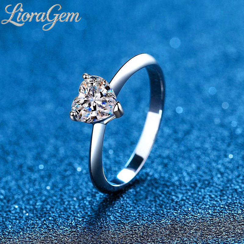 LioraGem Cincin Moissanite Ben - Moissanite Engagement Ring 1 Carat ulasan dan harga