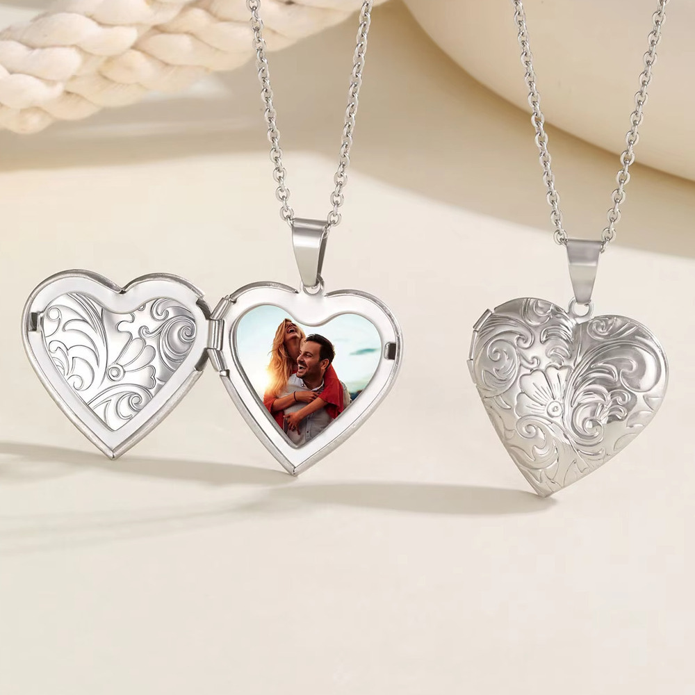 Vnox Kalung Liontin Foto Hati  - Heart Locket Necklace Photo ulasan dan harga
