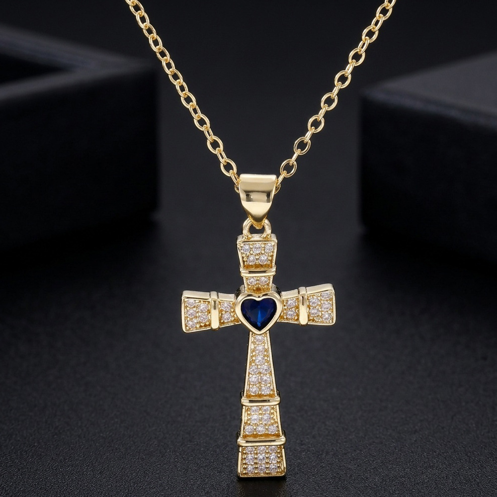 Kalung Liontin Salib Zirkonia  - Cross Pendant Necklace Gold ulasan dan harga