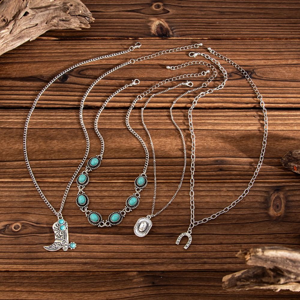 Kalung Liontin Sepatu Koboi de - Layered Pendant Necklace Aesthetic ulasan dan harga