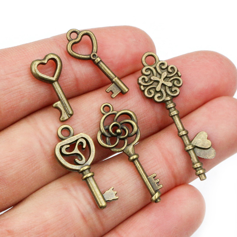 40Pcs Kunci Hiasan Liontin Ant - Heart Locket Necklace Photo ulasan dan harga